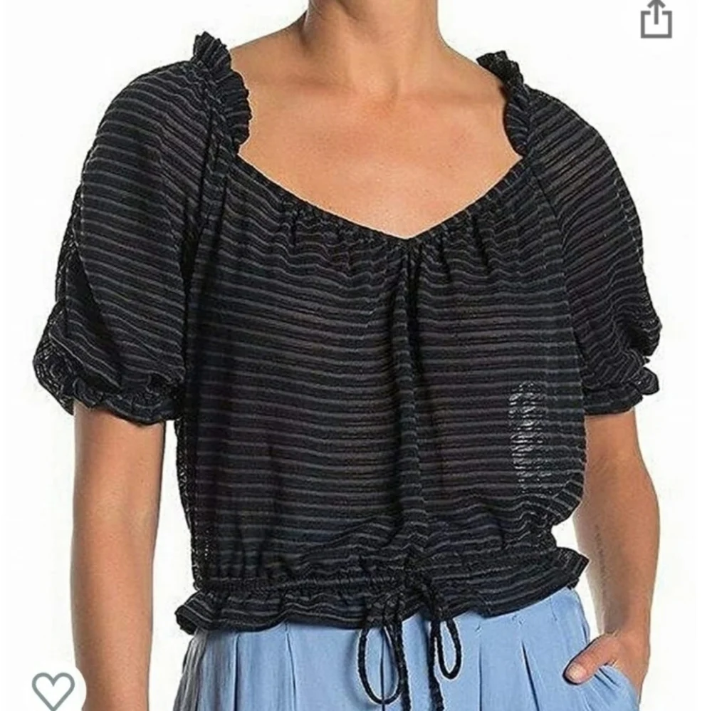 Free People | Dorothy Sweet Heart Peasant Top, Stripped Sheer Blouse